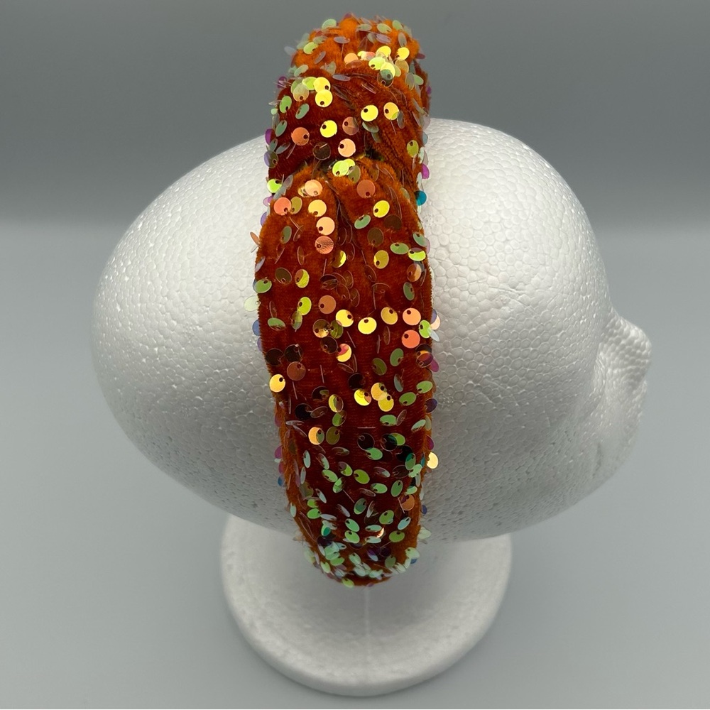 Lele Sadoughi Orange Sequin Knotted Headband - Picture 14 of 16